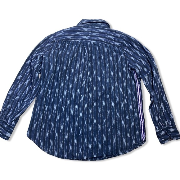 ⭐️J. CREW Metallic-striped Navy Ikat Popover Shirt - Picture 3 of 5